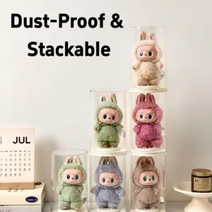 Dust-Proof Display Case for Labubu & Dolls | Clear, Stackable Acrylic Box with Stand for Plush Doll Collection