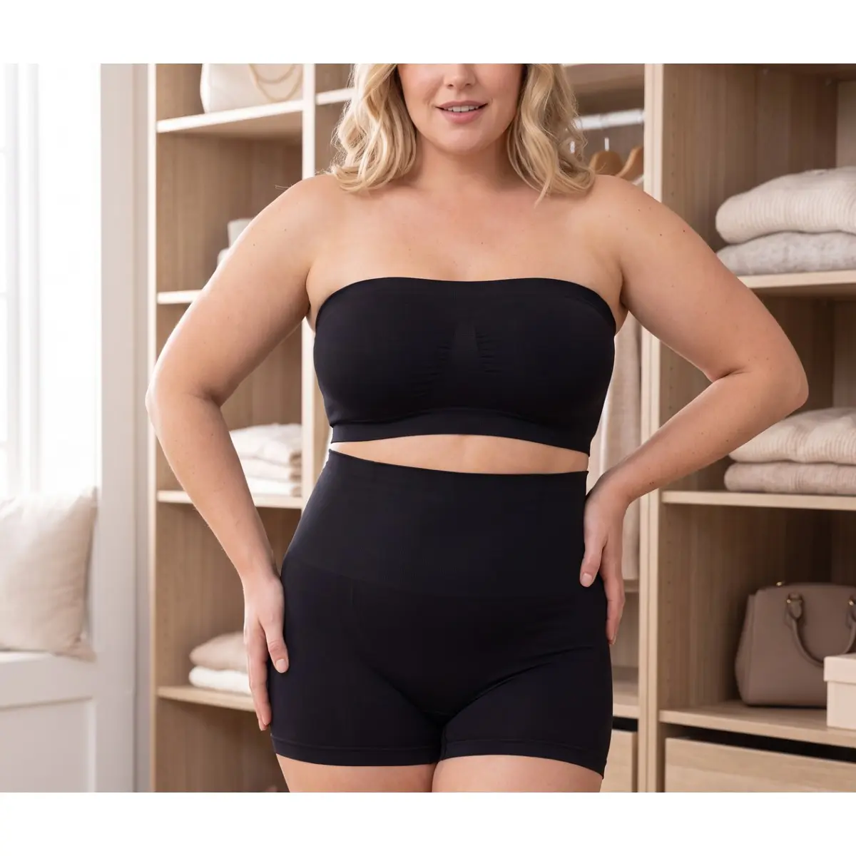 Woman Convertible Strapless Bandeau Bra with Wireless Comfort, Anti-Slip Grip & Removable Straps Fit Outfits Fabric Soft