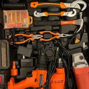 Hardware Electrical Power Combo Kit Cordless Drills Hand Wrenches Tool Box Set for DIY Projects & Professionals