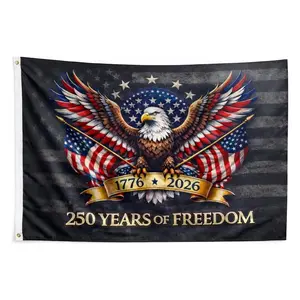 USA 250th Anniversary Flag 3x5 FT, Single Layer Lightweight Outdoor Patriotic Flag, Fade Resistant American Independence Day 1776–2026 Flag
