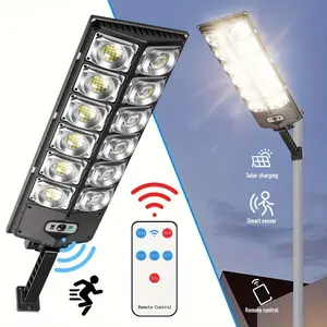 Smart Solar LED Street Light -8000 Lumens Outdoor LED Lights  with 3-Mode Motion Sensor, IP65 Waterproof, Remote Control for Garden, Home Wall Security Lighting