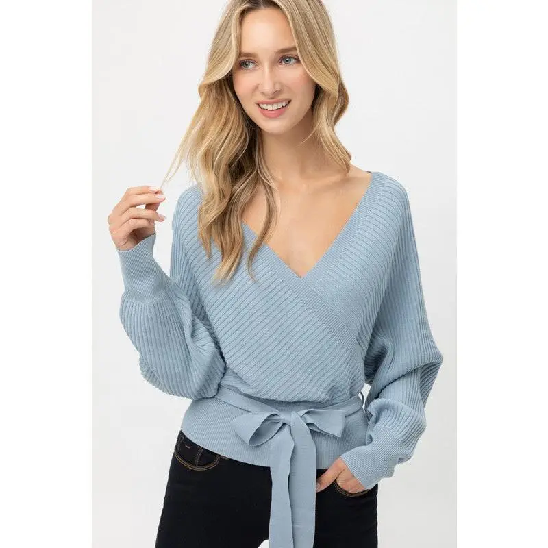 Long Sleeve Wrap Sweater