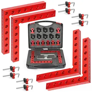 4-pack heavy-duty L-shaped corner clamp with right angle positioning angle ruler - made of alloy material, Hardware - suitable for woodworking, photo frame and board assembly - professional fixture, suitable for wood, plastic, metal