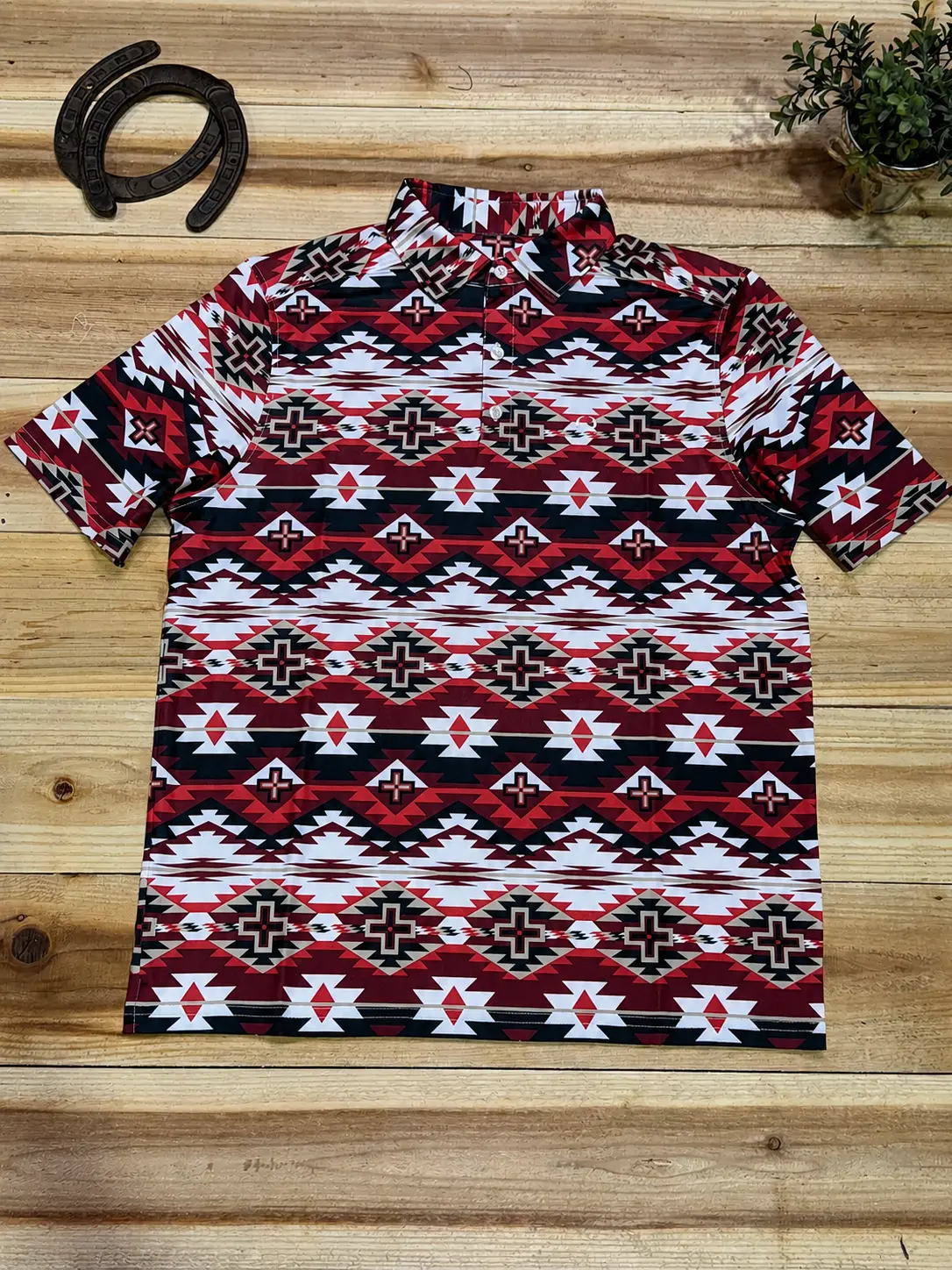 Kalisco Cinch Southwestern Aztec Polo Men’s Performance Polo Shirt Menswear Top Outdoor Polyester Casual Fabric