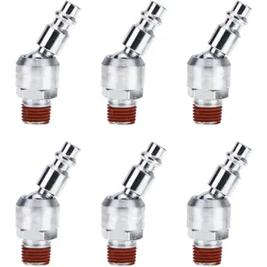 6-Pack 1/4 Inch Swivel Air Tool Fittings, 360? Rotatable 1/4'' Industrial Plugs, 1/4'' MNPT Swivel Air Compressor Hose Fittings, Quick Connect Male NPT Plug Hose Connectors