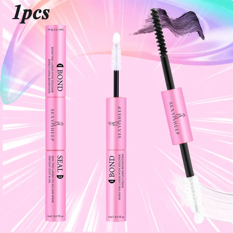 Lash 2 in 1 Bond and Seal Cluster Lashes Glue for DIY Individual Eyelash Extensions Super Strong Hold Clusters Lash Adhesive False Eyelash Adhesive Mascara Wand Eyelash Bonding Tools Eyelashes Glue for Sensitive Eyes Eyelash Tools