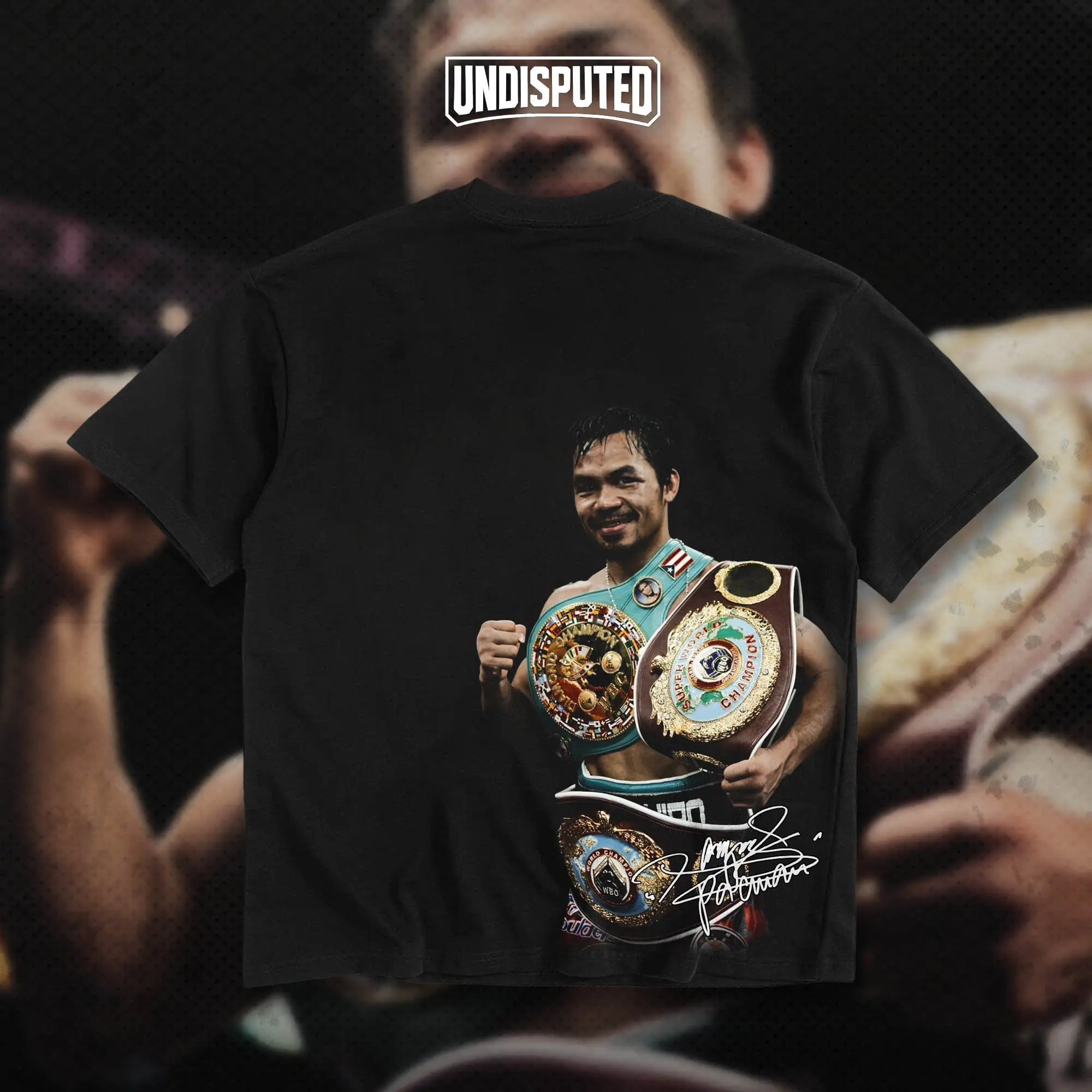 UNDISPUTED Manny Pacman Pacquiao Undisputed Champion Heavy Cotton T-shirt Pacquiao Boxing  Shirt Fan Apparel Gift For Boxing Fan Menswear Breathable Print