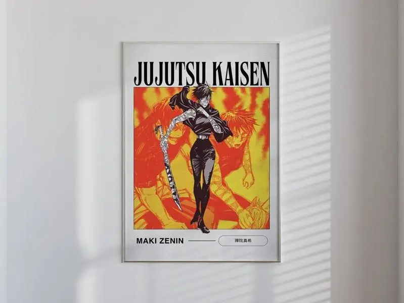 Maki Poster, Jujutsu Kaisen Anime Wall Art, Modern Action Character Print, Japanese Anime Decor, Gift for JJK Fans