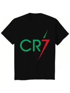 Cr7 Minimalist Lightning Tide T-Shirt, Portugal Fan Short Sleeve, Unisex Casual Fit, Soft Fabric, All Seasons Wear