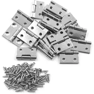 20 PCS 1 Inch Silver Stainless Steel Folding Butt Hinges Square Door Hinges with Screws for Wooden Box Window Home Kitchen Furniture Hardware (25 x 28 x1.2 mm)