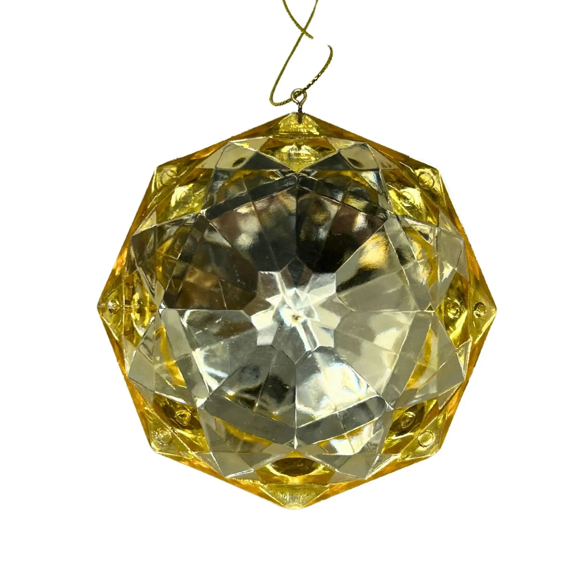 Acrylic Octagon Diamond Ornament - Gold 3.5x2x4" | ZT