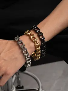 Trendy Stainless Steel Motorcycle Chain Bracelet, Titanium Steel Personalized Men's Bangle, Holiday New Year Gift, Birthday Present, Stainless Steel Wrist