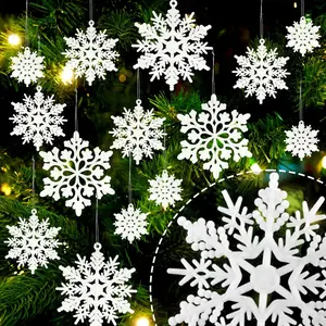 36 count  Christmas Snowflake Ornaments  Felt Flocked Snow Flakes for Christmas Tree Decorations Winter Wonderland Frozen Birthday Party Holiday  Decor Craft Snowflakes White