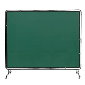 VEVOR Welding Screen with Frame, 6'x 8' Welding Curtain Screen, Flame-Resistant Vinyl Welding Protection Screen on 4 Swivel Wheels (2 Lockable), Moveable Professional for Workshop/Industrial, Green