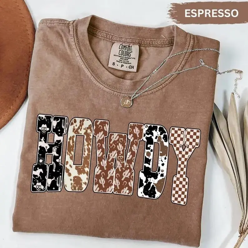 Comfort Colors Howdy Shirt, Western Graphic Tee, Cowgirl Rodeo Top, Country Outfit, Rustic Cowboy Style T-Shirt, Funny Western Shirt
