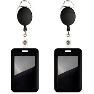 1/2 Set Card Holder with ID Badge Clip, Retractable Badge Holders, Heavy-Duty Carabiner Scroll Clip Set, Adjustable Vertical Stand, Unisex