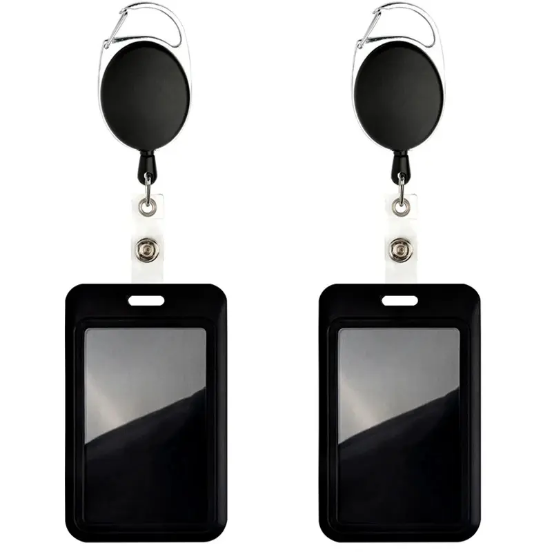 1/2 Set Card Holder with ID Badge Clip, Retractable Badge Holders, Heavy-Duty Carabiner Scroll Clip Set, Adjustable Vertical Stand, Unisex