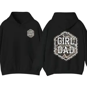 Camo Girl Dad 2 Sided Hoodie Sweatshirt T-Shirt, Proud Dad Shirt, Camouflage Dad Graphic Shirt, Casual Streetwear Apparel, Father’s Day Gift
