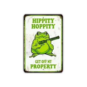 Hippity Hoppity get off My Property Vintage Metal No Trespassing Sign Retro Rustic Patio Home Décor Gift Metal Print Present