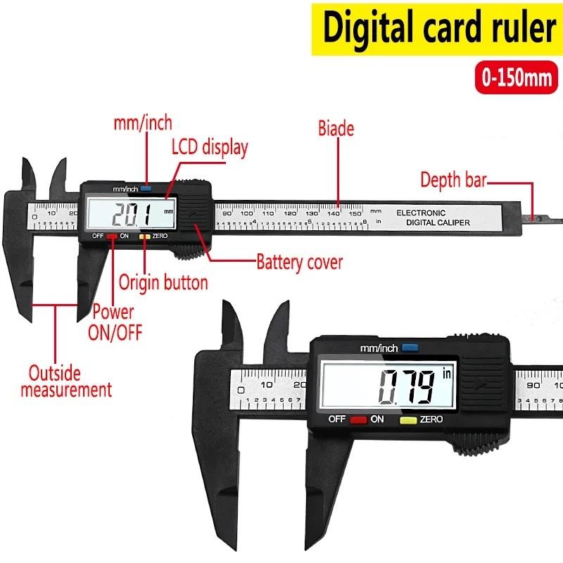 6" 150mm Carbin Fiber Electronic Digital Vernier Caliper Micrometer Guage LCD