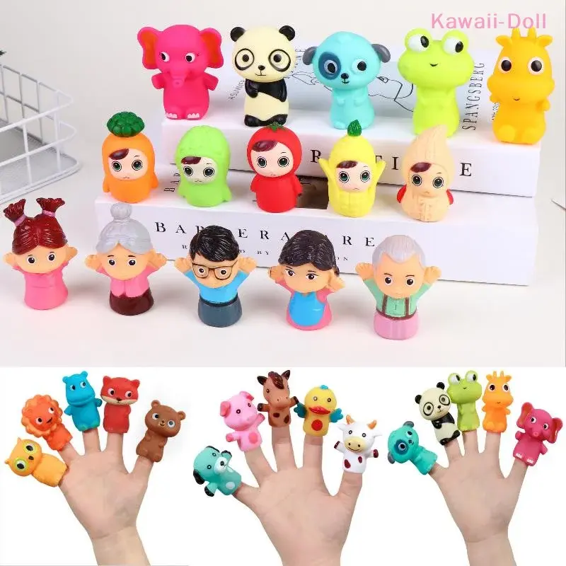 [DO]5Pcs Cartoon Finger Puppet Toy Set Soft Animal Dolls Finger Toys For Storytelling Educational Role Play Party Favors[DO]