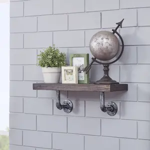 24" x 7" Floating Pipe Industrial Rustic Wall Mount Shelf