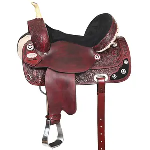 HILASON Western Horse Saddle American Leather Treeless Trail Barrel | for Horses