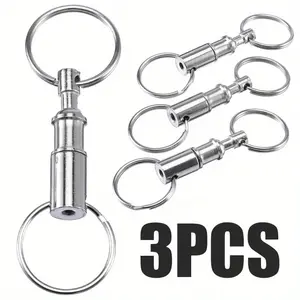 3pcs Detachable Key Chains Pull Apart Quick Release Keyrings Removable Double Split Rings Stainless Steel Keychain