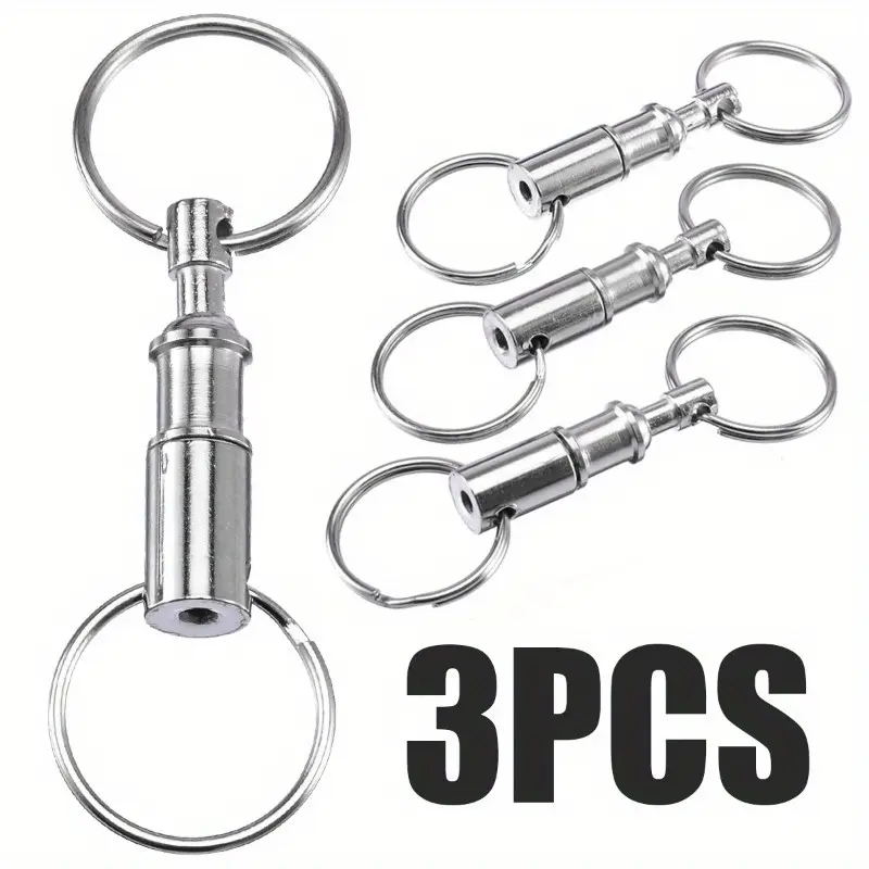 3pcs Detachable Key Chains Pull Apart Quick Release Keyrings For Keys Removable Double Split Rings Stainless Steel Keychain Set Key Accessories