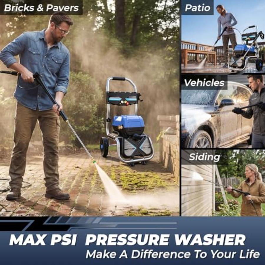 Pressure WasherMAX 5000 PSI Electric Power Washer 1800W 4.0 GPM High Pressure Washer Professional Washer Cleaner with 5 Nozzles