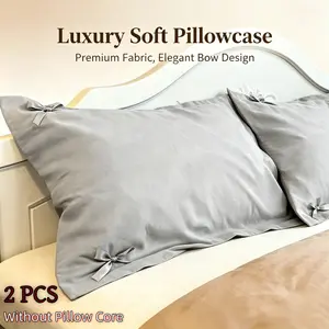 2 Pcs Pillowcases, Butterfly Knot Design, Breathable Comfort, Ideal for Bedroom, Guest Room, Dorm, Hotel Decor, No Insertion Needed