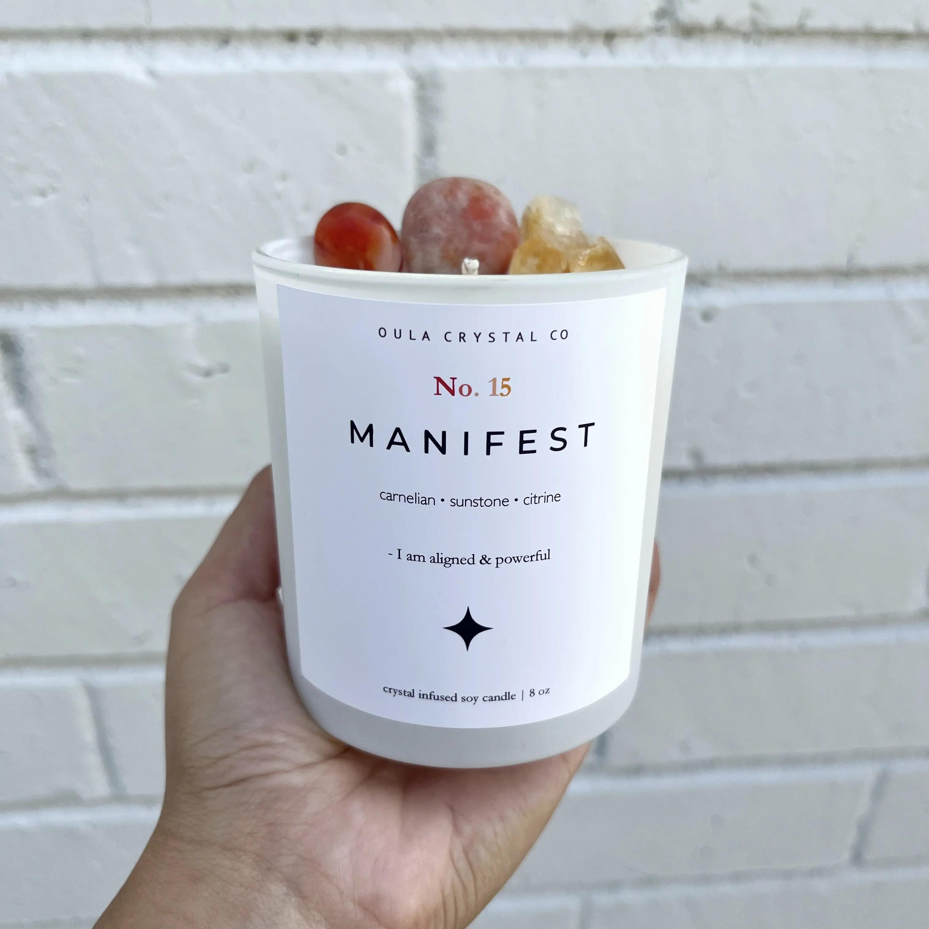 Manifest Crystal Candle | Crystal Infused | Scented - Orange Blossom Decor Fragrance