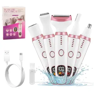 5 in 1 Electric Hair Removal Tool, 1 Box Usb Rechargeable Hair Removal Machine & Accessories, Multifunctional Hair Removal Tool for Women, Shaver Trimmer, Clipper Razor