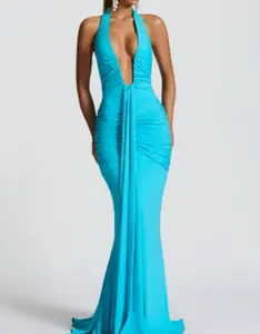 Backless Dress for Women, Elegant Solid Color Sleeveless Dress, Ladies Summer Clothing, Formal Wear formal prom dress Fabric Piece Polyester Womenswear summer weddingguestdress