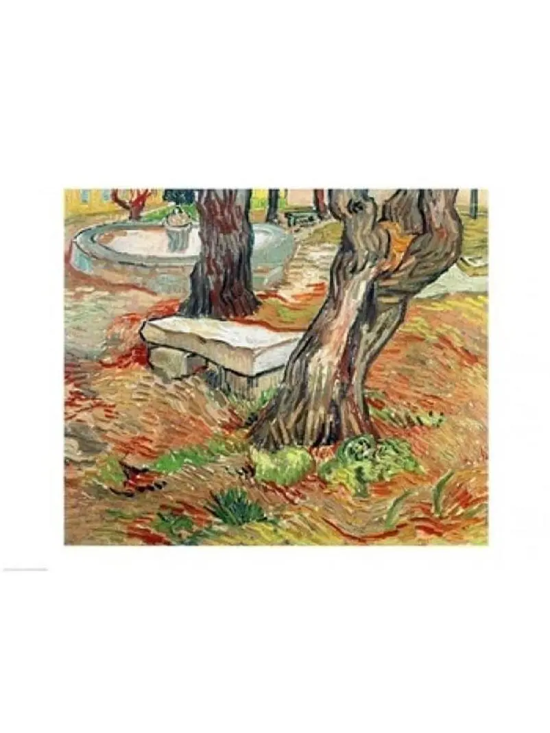 Posterazzi Vincent Van Gogh The Bench at Saint-Remy 1889 Wall Poster Print - 36x24 in. Large Home Decor, Hanging Gift