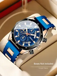 Men's Casual Sports Watch Waterproof Luminous Calendar Week Display Quartz Analog Buckle Strap Ideal Gift for Students and Men