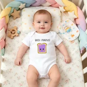 100% Cotton Baby Short Sleeve Romper with Easy Snap Crotch Cute Kawaii Purple Jelly Toast Graphic for Sibling Matching Bodysuit Baby Shower Gift