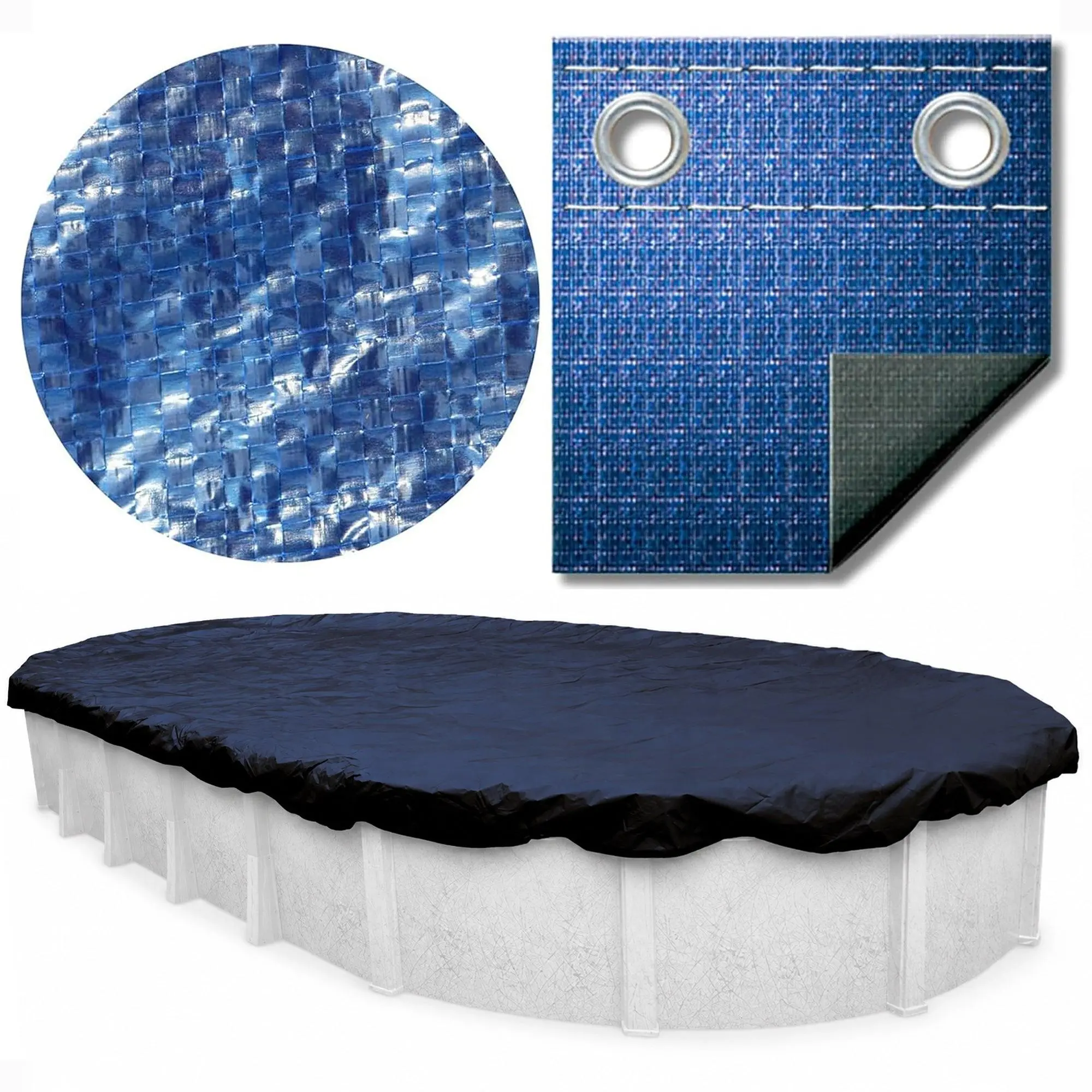 Swimline 18 x 33 Foot Oval Above Ground Heavy Winter Swimming Pool Cover, Blue Swimline 18 x 33 Foot Oval Above Ground Heavy Winter Swimming Pool Cover, Blue