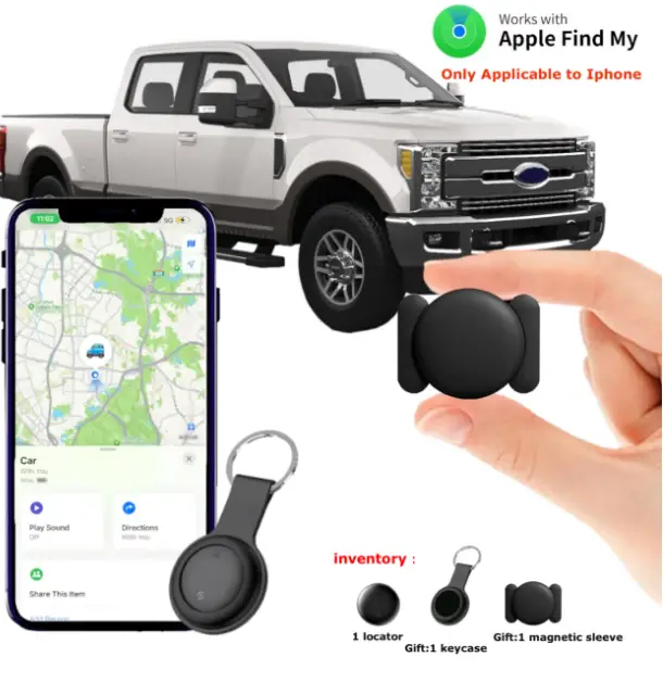 Mini GPS Tracker for Vehicles, GPS Trackers Device with Weatherproof Magnetic Case - No Monthly Fee - Works with Apple Find My (iOS Only)