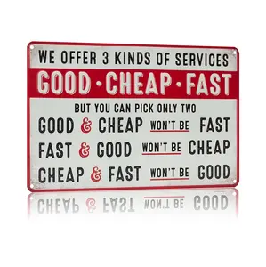 "We Offer 3 Kinds Of Services" Retro Tin Sign | 8"x12" Aluminum Wall Art for Shop & Office