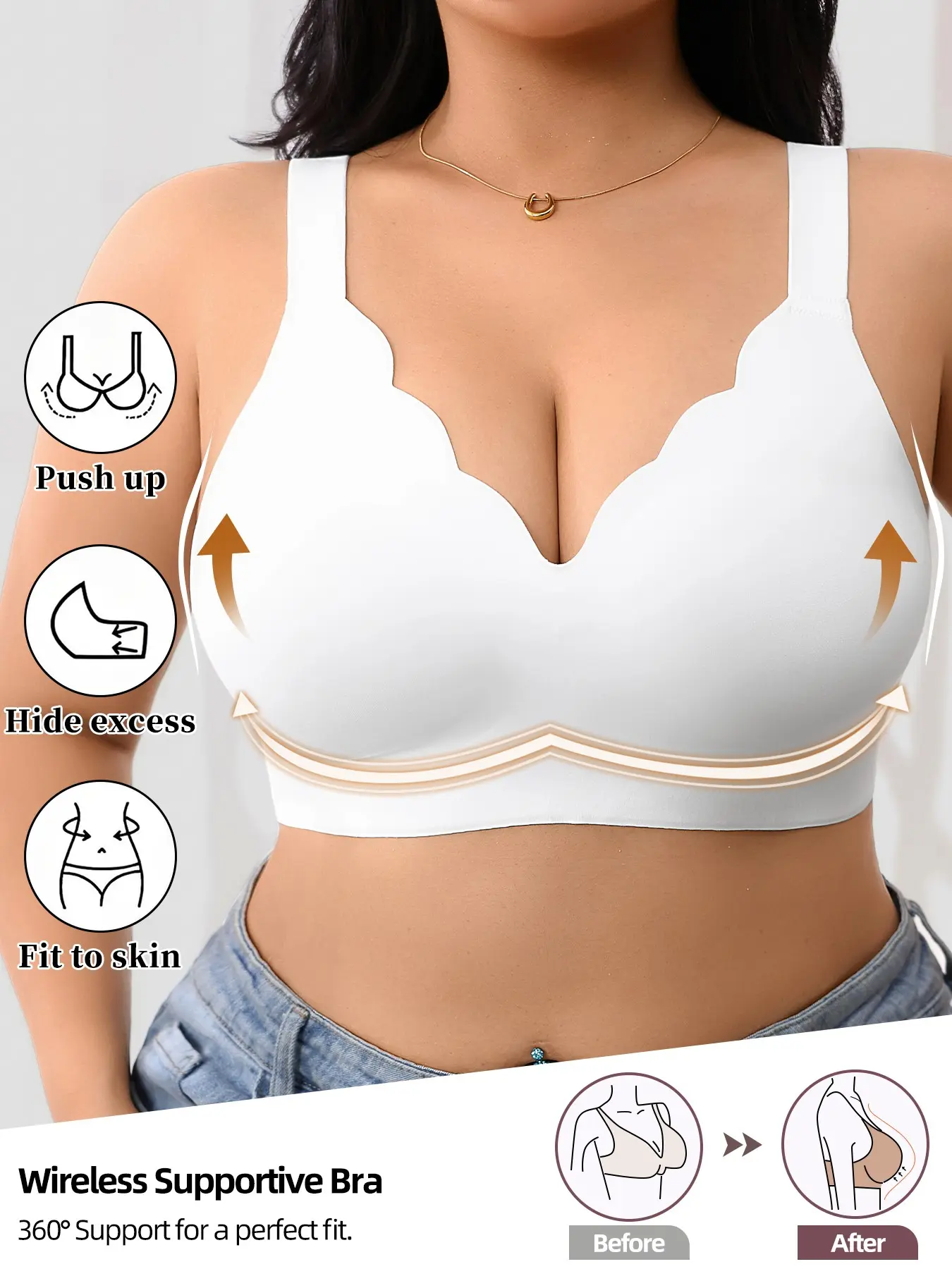Women's Comfortable Fit Seamless Wide Strap Fashion Bra, Everyday Brallete, Soft Medium Support, Full Coverage, Plain Pattern, Buckle Closure, Plus Size Available