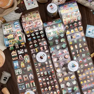 Mini Daily Life Series Washi Tape, 1 Roll/bag Cute Cartoon Pattern Decorative Tape, DIY Decorative Tape for Scrapbooking, Journaling, Gift Wrapping, Scrapbook Materials, Scrapbook Accessories, Scrapbooking Ephemera