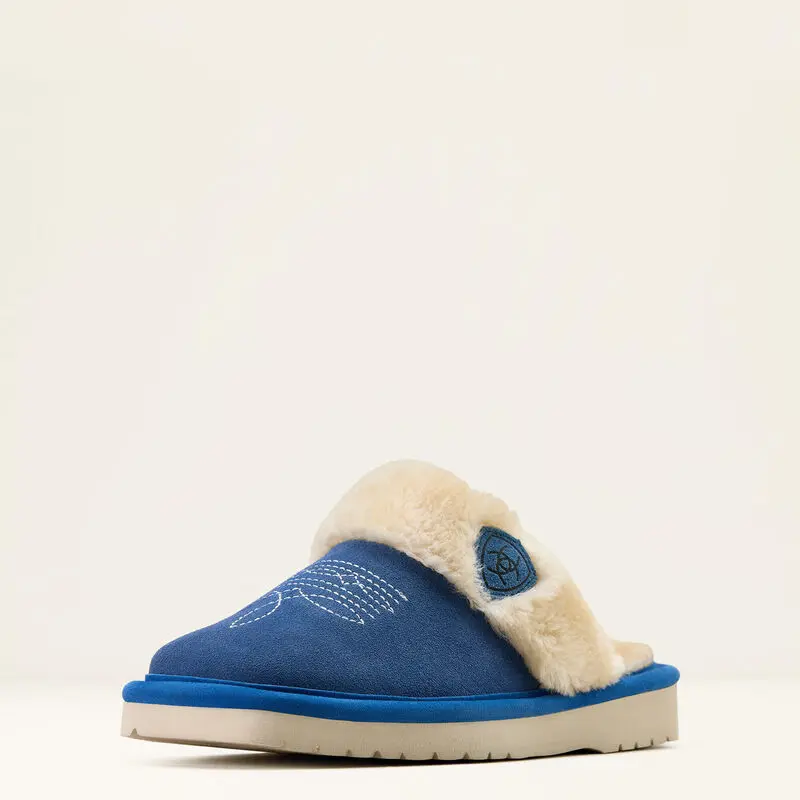 Ariat Jackie Square Toe Denim Suede Slipper, Shoe, Leather, Footwear, Slide, Women, Slip On, Eva Sole, Foam Cushioned, Indoor/Outdoor, Quick Trips, Acrylic