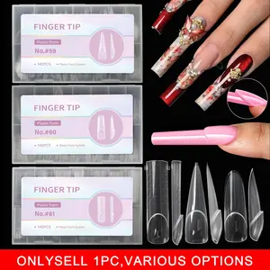 140pcs Reusable Dual Forms Nail Tips, Clear French Nail Extension Mold (Straight-tube/Long trapezoidal/Almond), 14 Sizes Reusable Full Cover Nail Forms for Gel Quick Extension Nails, Creative Nail DIY Tool