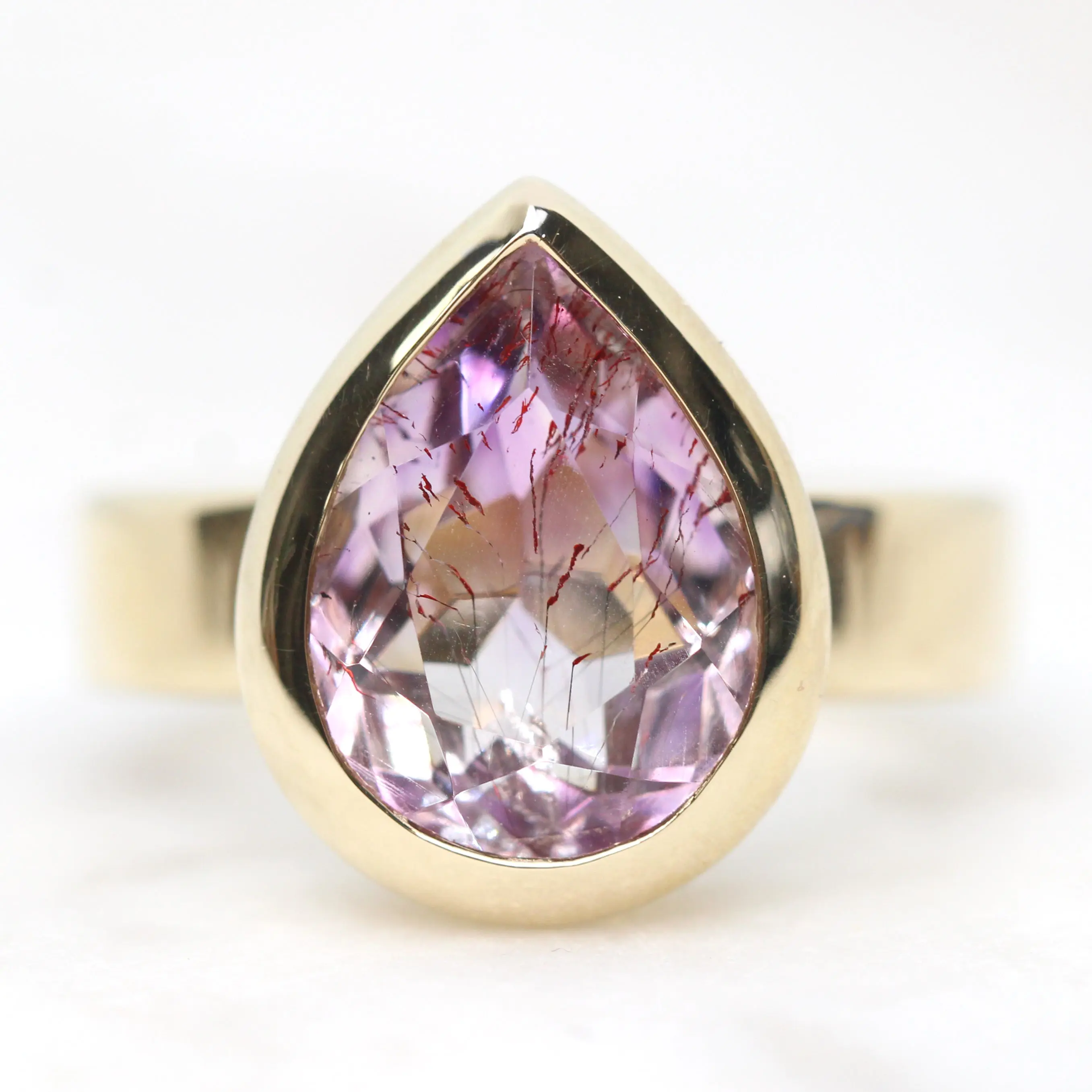 Carter Ring with a 4.29 Carat Pear Melody Quartz in 14k Yellow Gold - Ready to Size and Ship