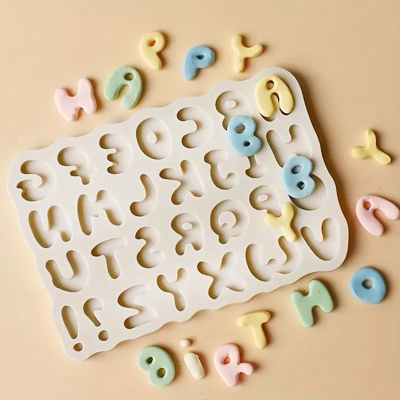 English Alphanumeric Fondant Silicone Mold，Baking Cake Silicone Mold, 3D Art Letters, Cake Decoration Tools, Special Mold for Fondant Chocolate Clay, Cake Decoration Supplies, Baking Accessories