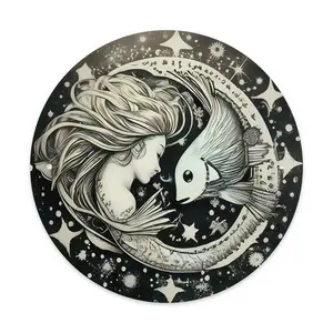 Pisces Zodiac Sign Wall Art, Iron Metal Poster, Art Deco Flat Print, Home Decor For Kitchen And Dining Room, Ideal Gift For Men And Women, 8x8 Inches, 2D