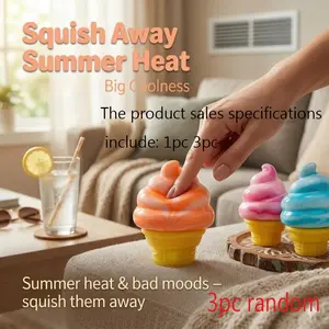 Creative Ice Cream Squeeze Soft Toy, Summer Stress Relief Toy, Cute Slow Rise Cone, Suitable for Kids and Adults, Travel Gift, Fun, Decompression