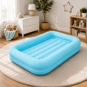 3-in-1 Travel Air Mattress Inflatable Bed with Raised Sides - Portable Toddler Pool & Ball Pit for Indoor & Outdoor Use, No Pump