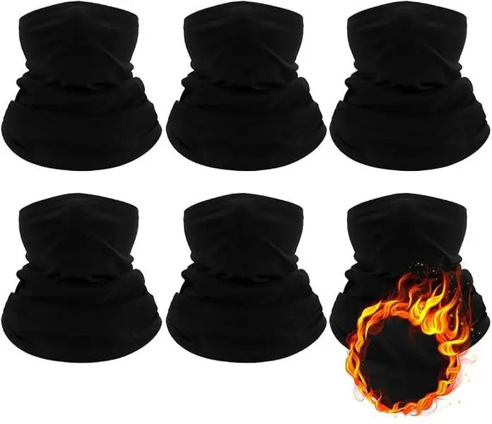 6-Piece Unisex Fleece-Lined Neck Warmer Set – Winter Windproof Ski Mask/Neck Gaiter, Suitable for Outdoor Activities